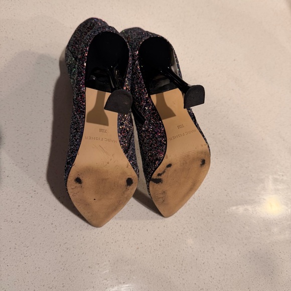 Marc Fisher Stolla Purple Glitter Ankle Boot Stiletto Sz 7.5 Glam Barbiecore - Picture 4 of 5